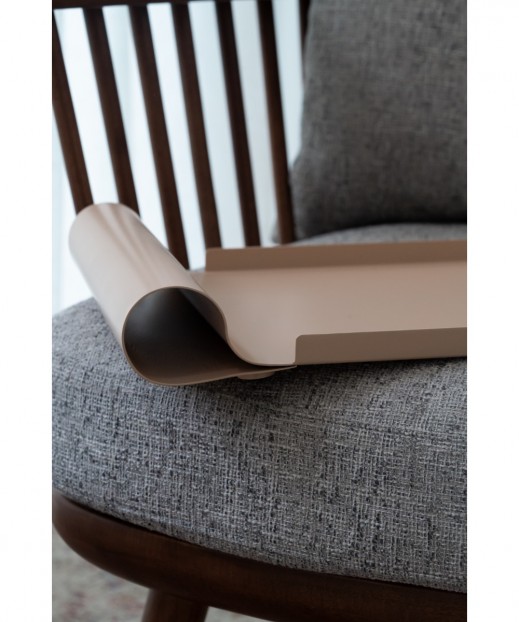 Large Metal Curved Tray - nude