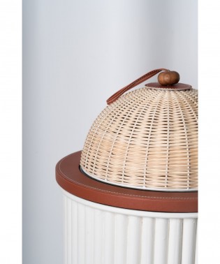 leather tray with Rattan cover