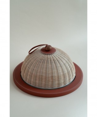 leather tray with Rattan cover